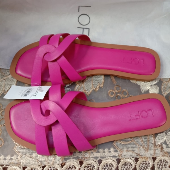 LOFT Shoes - Strappy Leather Slide Sandals